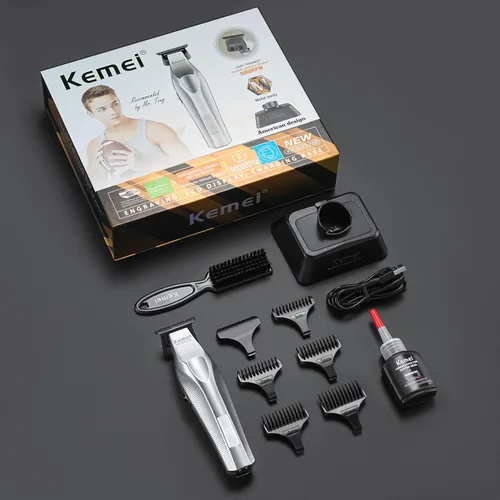 Miniatura 6 de KEMEI 3023-702 - Cortadora de pelo y barba para hombres, 9000 RPM sin huecos para barberos con cuerpo de metal completo, cortapelos profesional