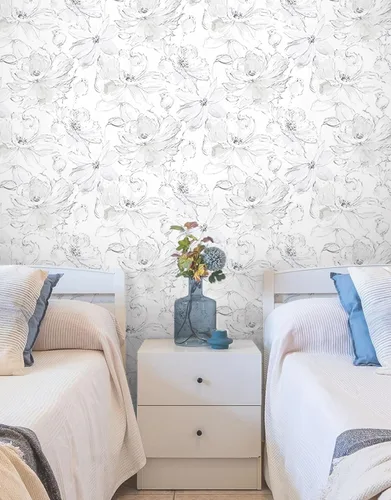 Miniatura 2 de York Wallcoverings PSW1530RL - Papel tapiz para despegar y pegar, color gris floral Dreams, color beige