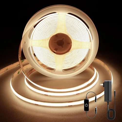 Miniatura 20 de Pandery Tira de LED COB, Tira de Luces LED 1M/3.28ft, Tiras LED Regulables por Toque, CRI90+, Luz COB LED Blanca Cálida 2700K, 960LEDs, Tira