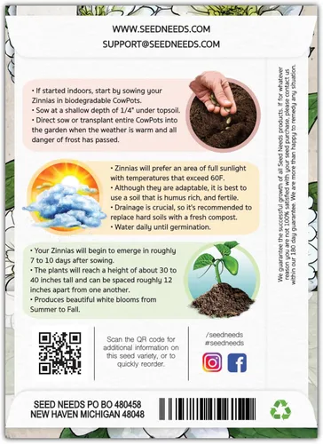 Miniatura 2 de Seed Needs Polar Bear - Semillas de zinnia blancas para plantar, reliquia y sin tratar, cultiva un jardín de mariposas para atraer mariposas, abejas