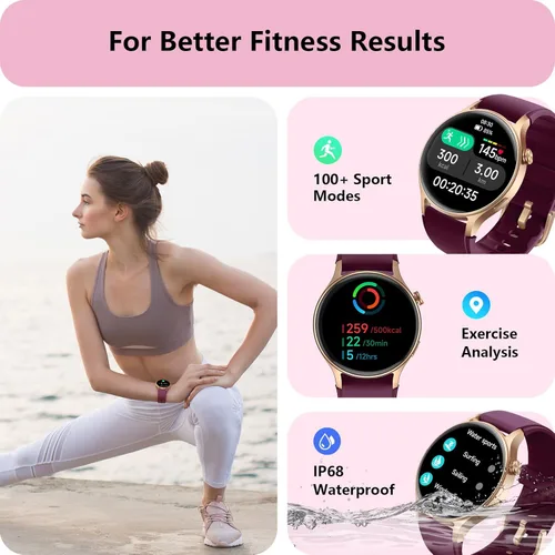 Miniatura 5 de Reloj inteligente para mujeres, responder/hacer llamadas, pantalla ultra clara AMOLED de 1.32 pulgadas, rastreadores de fitness con monitor