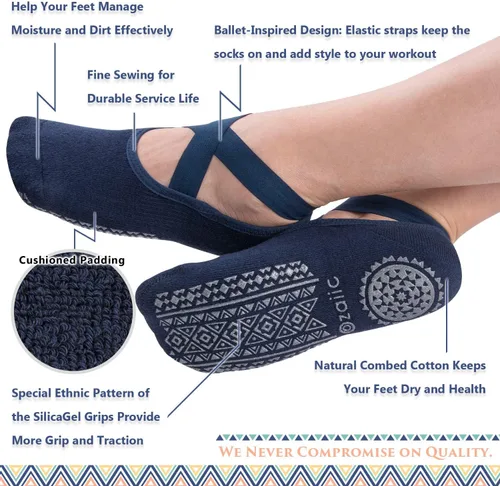 Miniatura 4 de Ozaiic Calcetines antideslizantes para yoga pilates barre fitness hospital para mujer