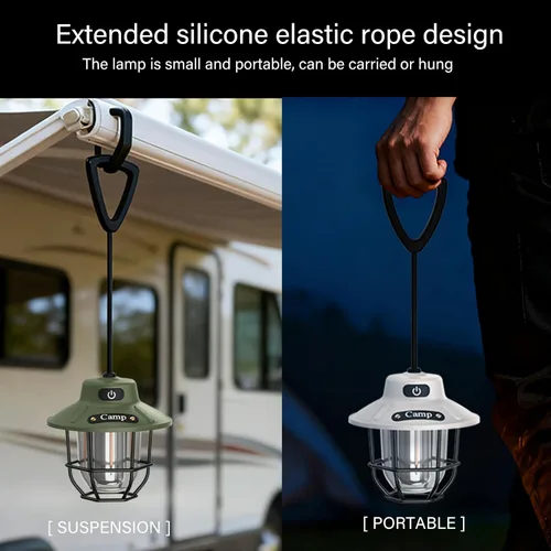 Miniatura 6 de Linterna de campamento de 1200 lúmenes, luz LED recargable con 4 modos de luz, linterna portátil USB al aire libre para campamento, senderismo