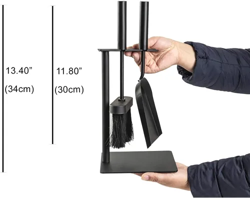 Miniatura 2 de Hearth Tidy Set, todo negro, juego de herramientas para estufa de leña, juego de compañero de chimenea