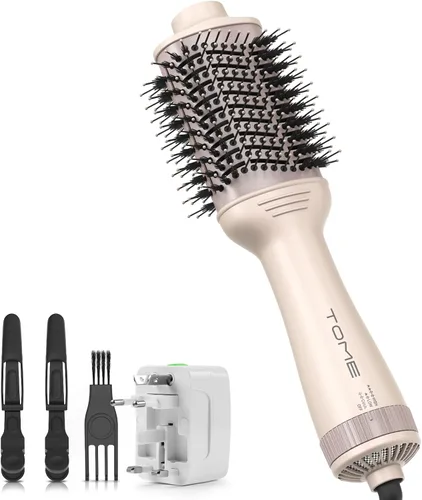 Miniatura 13 de Cepillo secador de pelo, cepillo secador de pelo de 1200 W en uno, cepillo de aire caliente redondo de 1.772 in para volumen y golpes suaves, doble