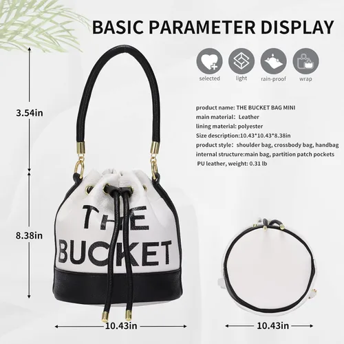 Miniatura 3 de JQAliMOVV The Bucket Bags para mujer, mini bolso de cuero con cierre de cordón cruzado