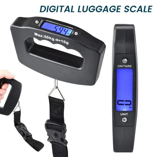 Miniatura 8 de Paquete de 3 básculas de equipaje, báscula de equipaje de 110.2 lbs110 libras con retroiluminación de pantalla LCD, correa de hebilla portátil
