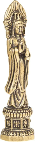 Miniatura 6 de FENGSHUI-CAISHEN Pequeña estatua de cobre Guan Yin, hecha a mano para meditar la decoración zen, pequeña figura de Quan Yin, Baby Kwan Yin