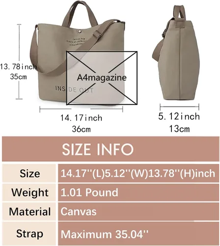 Miniatura 6 de Bolso de mano de lona grande para mujer, bolso de trabajo casual para hombro, bolso cruzado con asa superior, bolsos cruzados