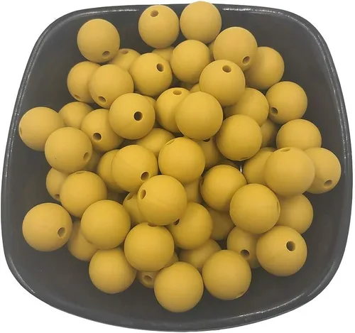 100 cuentas focales de perlas de silicona para bolígrafo de 0.59 pulgadas sueltas de silicona redondas para llavero, mamá y mujer, cuentas de