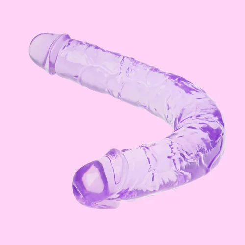 Miniatura 2 de Consolador doble de cristal de 11.8 x 1.37 pulgadas, consolador largo anal realista, suave y flexible, con venas y glande para adultos, juguetes