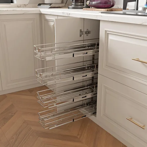 Miniatura 4 de Sikarou Organizador de Gabinete Extraíble Estrecho de 4 Niveles de 8" de Ancho x 21" de Profundidad, Soporte de Estante para Especias Deslizable