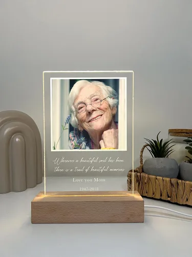 Miniatura 7 de Lámpara de pie personalizada con foto LED, soporte de madera, marco de imagen, luz nocturna, lámpara de mesa, en memoria amorosa de un ser querido