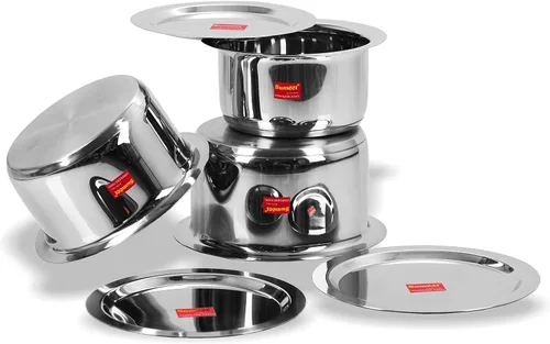 Miniatura 3 de Sumeet Juego de utensilios de cocina de acero inoxidable con tapa, 1 litro a 1.7 L, 3 piezas (acero)