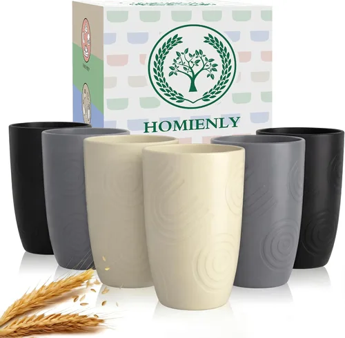 Miniatura 22 de Homienly Juego de vasos apilables con popote de trigo inastillable, vasos de cocina irrompibles para niños y adultos, reutilizables, aptos para 8