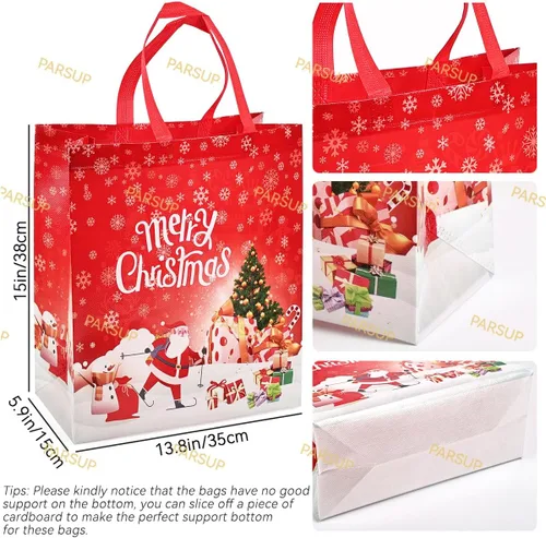 Miniatura 2 de PARSUP 16 bolsas grandes de regalo de Navidad, bolsas de mano con asas, bolsas de regalo de Navidad, bolsas de Navidad multifuncionales no tejidas