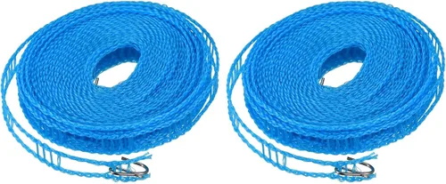 uxcell Tendedero portátil, de nailon de 26.24 pies, resistente al viento, antideslizante, cuerda de lavado para patio, viajes al aire libre, Azul
