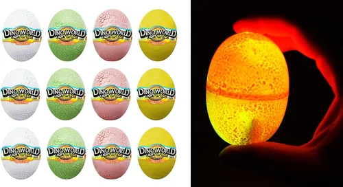 Miniatura 9 de JA-RU Slime - Huevos de dinosaurio con luces, 4 huevos surtidos, incluye dinosaurio sorpresa, limo de neón, luces intermitentes, juguetes de Pascua