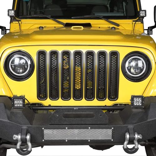 Miniatura 2 de Hooke Road Wrangler - Cubierta protectora de rejilla frontal con clip, color negro mate para Jeep Wrangler TJ & Unlimited 1997-2006 (paquete de 7)