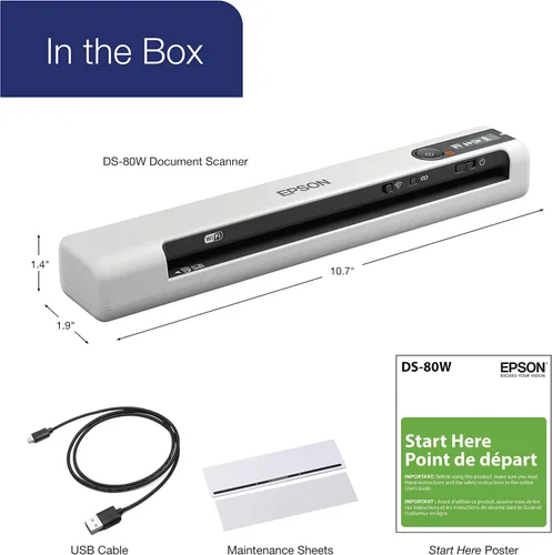 Miniatura 6 de Epson DS-80W Escáner portátil inalámbrico de documentos alimentado con hojas para PC y Mac