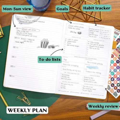 Miniatura 3 de Legend Planner PRO - Planificador de vida semanal y mensual de lujo para aumentar la productividad y alcanzar tus objetivos. Cuaderno organizador