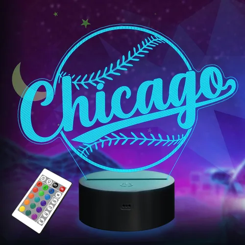 Miniatura 8 de Regalos de béisbol, luz nocturna de béisbol, lámpara de ilusión 3D para regalo de niños con 16 colores cambiantes, control remoto, iluminación