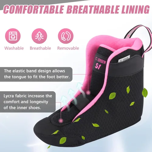 Miniatura 4 de Patines en línea para niños y niñas, 4 tamaños ajustables con ruedas en línea y ruedas completamente iluminadas para mujeres y hombres, carcasa