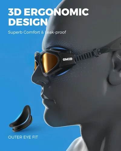 Miniatura 5 de OMID - Gafas de natación polarizadas P2, gafas antivaho para natación para hombres y mujeres adultas Lente café con montura negra B7-all