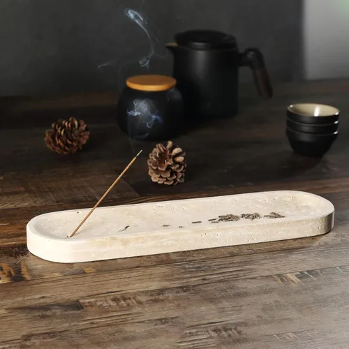 Miniatura 19 de Koville Soporte de incienso de mármol natural, soporte para varillas de incienso con 9 agujeros, quemador de incienso hecho a mano con recogedor