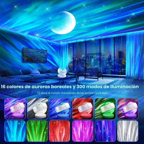 Miniatura 2 de Iceberg - Proyector de luces del norte, proyector de galaxia blanca con altavoz Bluetooth y 15 ruidos blancos, luz Aurora con base desmontable, más