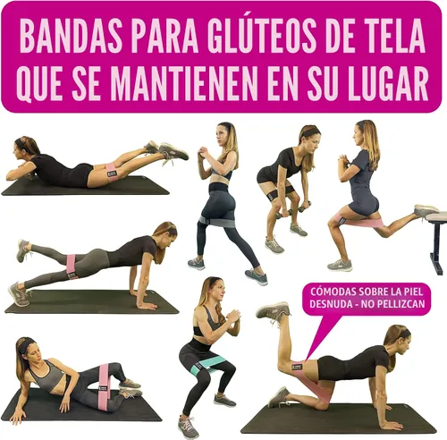 Miniatura 2 de Bandas de resistencia para entrenar con guía de bandas de entrenamiento. 4 bandas de entrenamiento para mujeres y hombres, bandas elásticas de tela