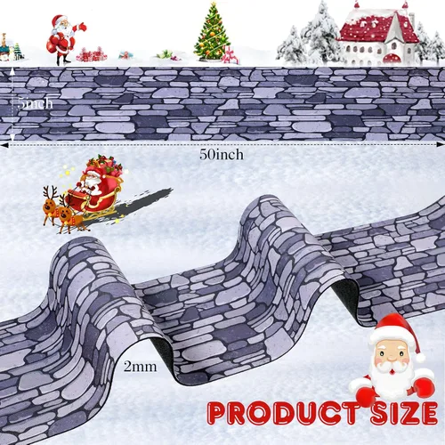 Miniatura 2 de Marspark Accesorios de pueblo navideño de 5 x 50 pulgadas, tapete de calle en miniatura de Navidad, decoración de calle y nieve para paisaje pequeño