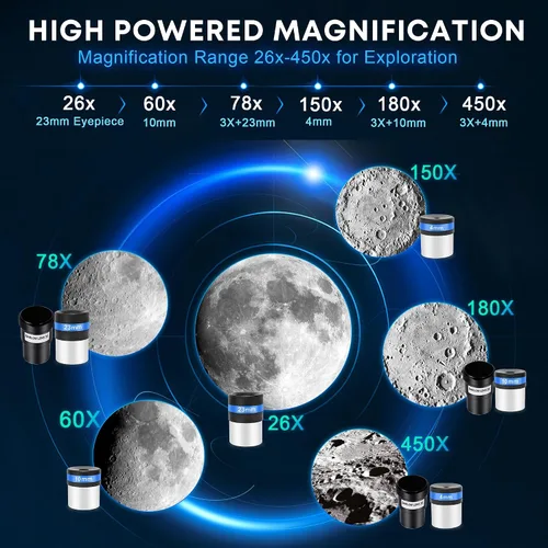 Miniatura 3 de Hawkko Telescopio para adultos y niños, apertura de 80 mm, telescopio de alta potencia de 600 mm para principiantes de astronomía - telescopios