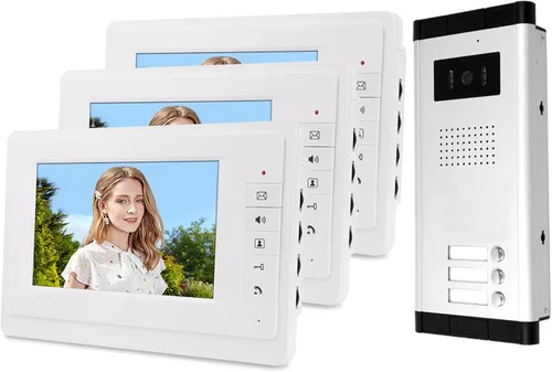 7 '' con cable de color video puerta teléfono sistema de intercomunicación ir visión nocturna timbre de la cámara+pantallas de monitor interior para