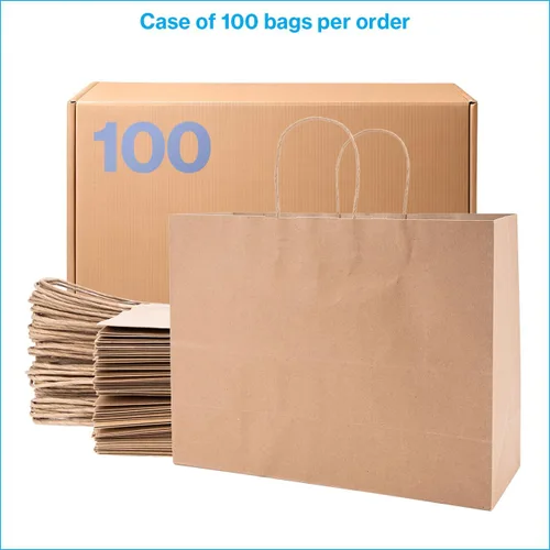 Miniatura 6 de SSWBasics Bolsa de compras de papel kraft marrón – Grande (16 pulgadas de largo x 6 pulgadas de profundidad x 12 ½ pulgadas de alto) – Caja de 100
