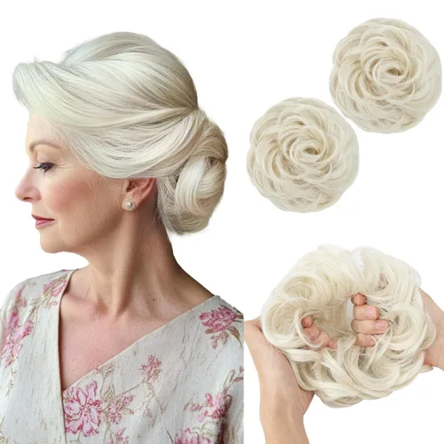 Miniatura 22 de SARLA 2 piezas de cabello desordenado color burdeos, onduladas, rizadas, sintéticas, coleteros falsos, extensiones de cola de caballo para mujeres