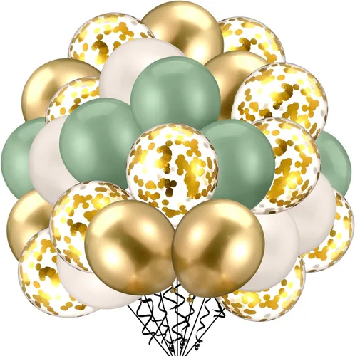 Miniatura 7 de TecUnite - 80 globos de látex de 12”, diseño de confeti, globos metálicos, para fiestas de Navidad, Halloween, San Valentín, 4 de Julio, boda