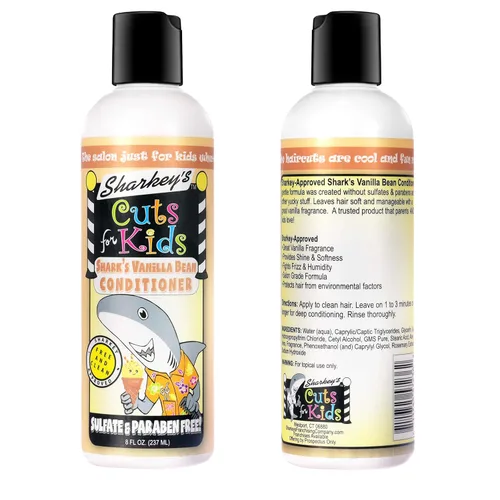 Miniatura 3 de Champú y acondicionador para niños con aroma a vainilla de Sharkey con clip de mochila de felpa Baby Shark o clip para lonchera – sin sulfatos y sin