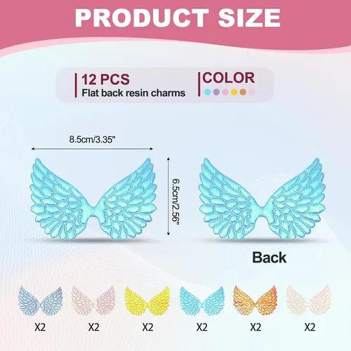 Miniatura 2 de PATIKIL 12 alas de ángel para manualidades, pequeñas alas de ángel con purpurina, 6 colores, alas de ángel para coser, parches para mochilas