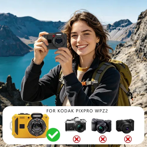 Miniatura 2 de Funda protectora de silicona para cámaras digitales Kodak Pixpro wpz2, con protector de pantalla y cordón, para accesorios Kodak Pixpro wpz2 - Negro