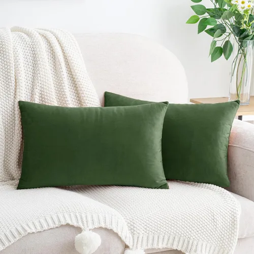Miniatura 44 de HWY 50 Juego de 2 fundas de almohada de terciopelo verde azulado de 16 x 16 pulgadas, suaves, acogedoras, lisas, decorativas, de lujo, para sofá