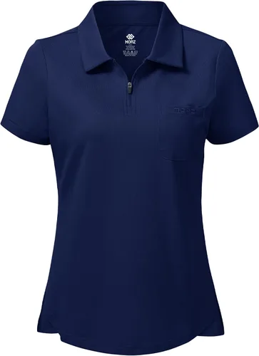 Camisas de golf tipo polo de manga corta para mujer, de secado rápido, camisetas deportivas de tenis con bolsillo con cremallera