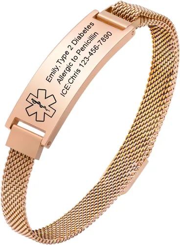 Miniatura 43 de VNOX Pulsera de identificación de alerta médica para hombres y mujeres, pulseras de alerta médica con grabado personalizado para mujeres y hombres