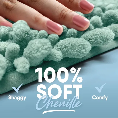 Miniatura 3 de MICRODRY Tapete de baño de espuma viscoelástica de felpilla con fideos altos y bajos, extragrueso, hiperabsorbente, ultra afelpado, antibolitas