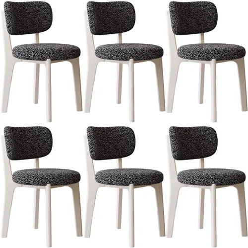 Miniatura 12 de YVYKFZD Solid Wood Dining Chairs, Fabric Dining Room Chair Set of 2/4/6, Upholstered Kitchen Chairs with Curved Backrest, Armless Living Room Chair