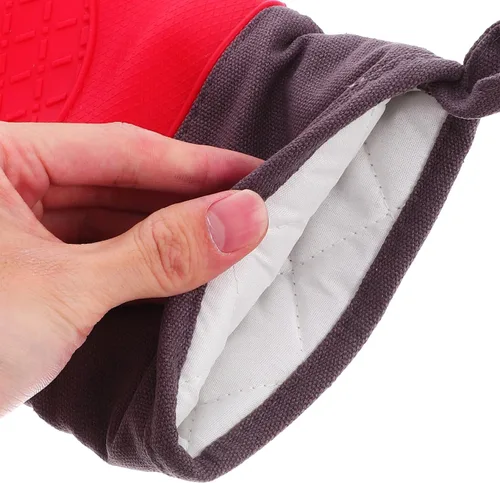 Miniatura 5 de HANABASS Guantes de barbacoa resistentes al calor, guantes de horno de silicona impermeables para cocinar, asar a la parrilla, hornear y barbacoa al
