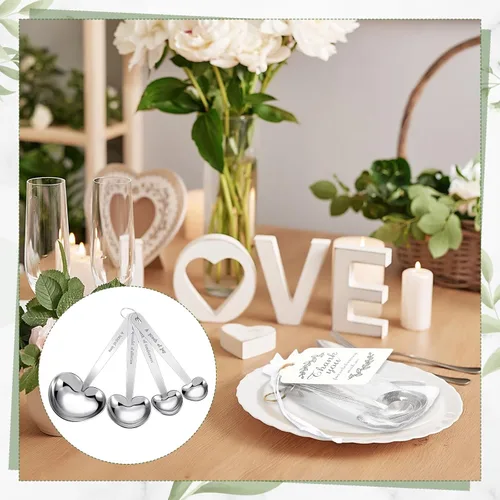 Miniatura 5 de Umigy Juego de 30 cucharas medidoras en forma de corazón, cucharas de té, regalos de boda, baby shower, para invitados, juego de bolsa de organza