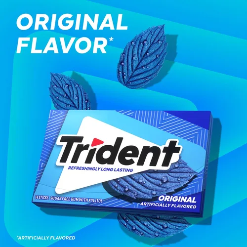 Miniatura 2 de Trident Goma de mascar sin azúcar, sabor original, 12 paquetes de 14 piezas (168 piezas en total)