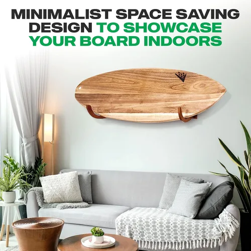 Miniatura 5 de COR Surf Estante de pared para tablas de surf para longboards y shortboards Hermoso soporte de pared de madera para interiores y exteriores