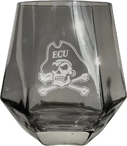 Miniatura 5 de East Carolina Pirates Grabado con corte de diamante sin tallo, 10 onzas, copa de vino transparente, producto universitario con licencia